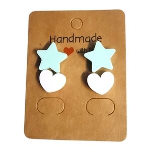 Mint Starheart Acrylic Stud Earrings – 2 Pair